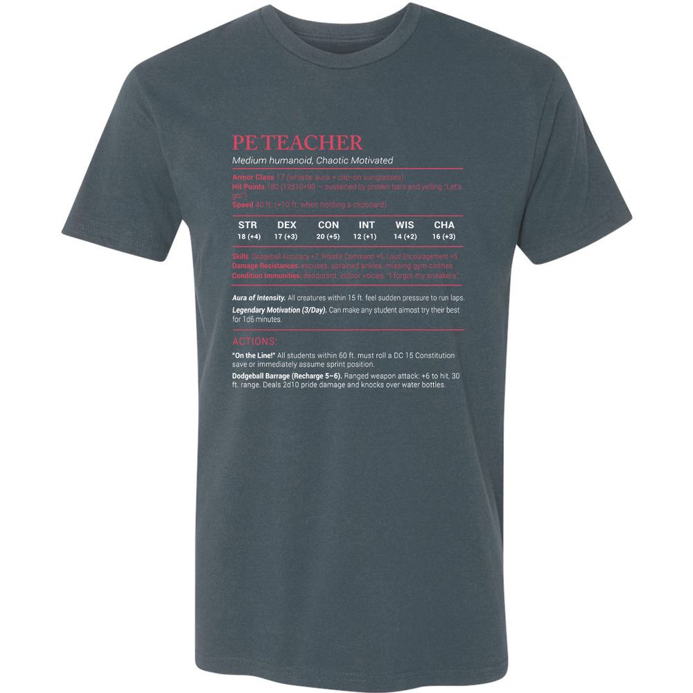 PE Teacher Stats Premium Unisex T-Shirt - Indigo - 15