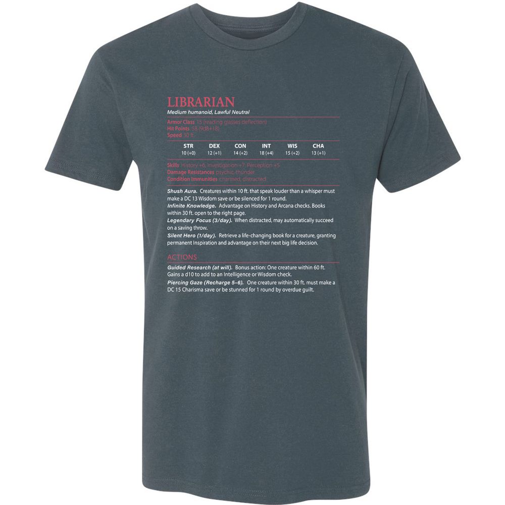 Librarian Stats Premium Unisex T-Shirt - Indigo - 15