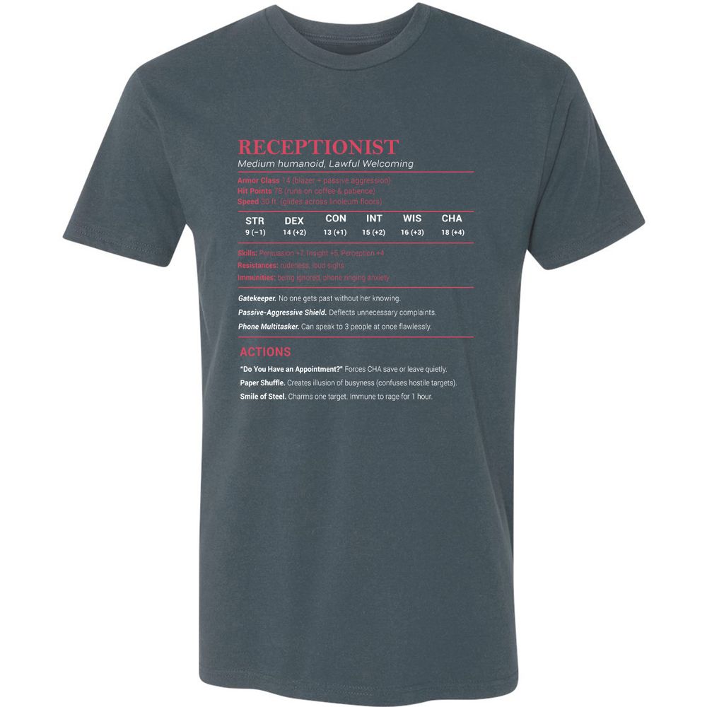 Receptionist Stats Premium Unisex T-Shirt - Indigo - 15