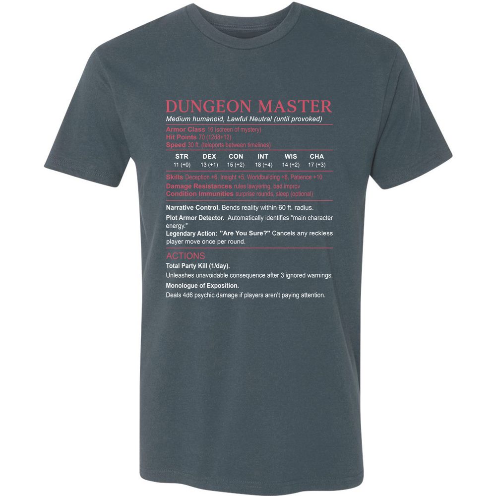 Dungeon Master Stats Premium Unisex T-Shirt - Indigo - 15