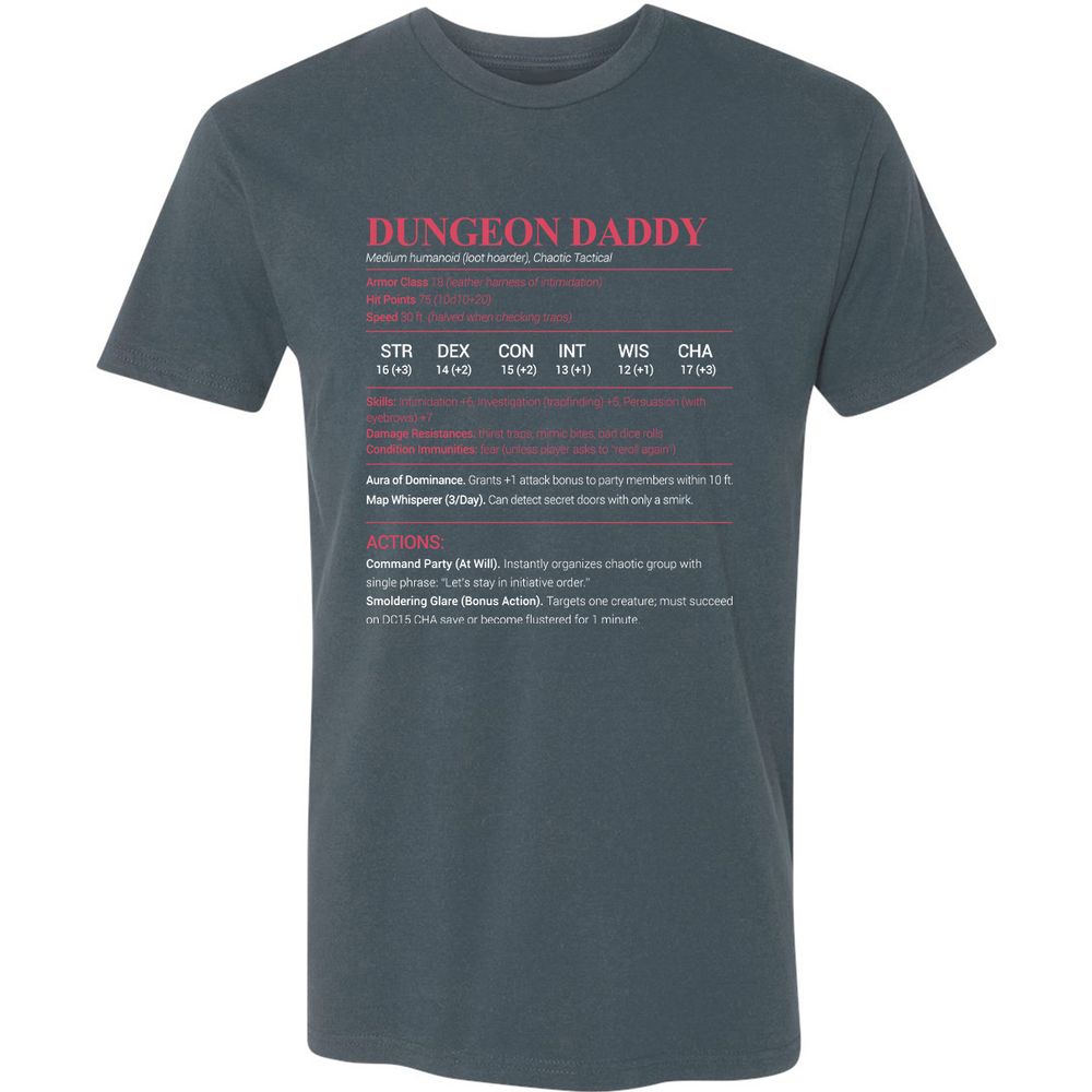 Dungeon Daddy Stats Premium Unisex T-Shirt - Indigo - 15