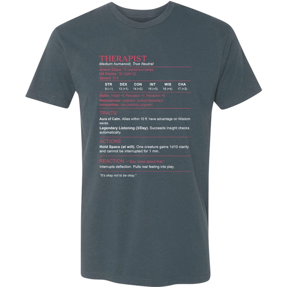 Therapist Stats Premium Unisex T-Shirt - Indigo - 15