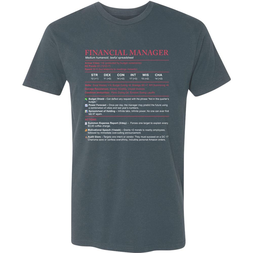 Financial Manager Stats Premium Unisex T-Shirt - Indigo - 15
