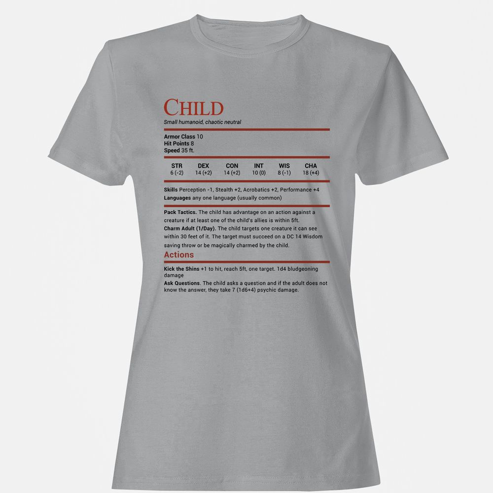 Child Stats Women's T-Shirt - Sport Grey - 15