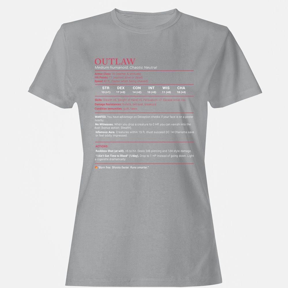 Outlaw Stats Women's T-Shirt - Sport Grey - 15