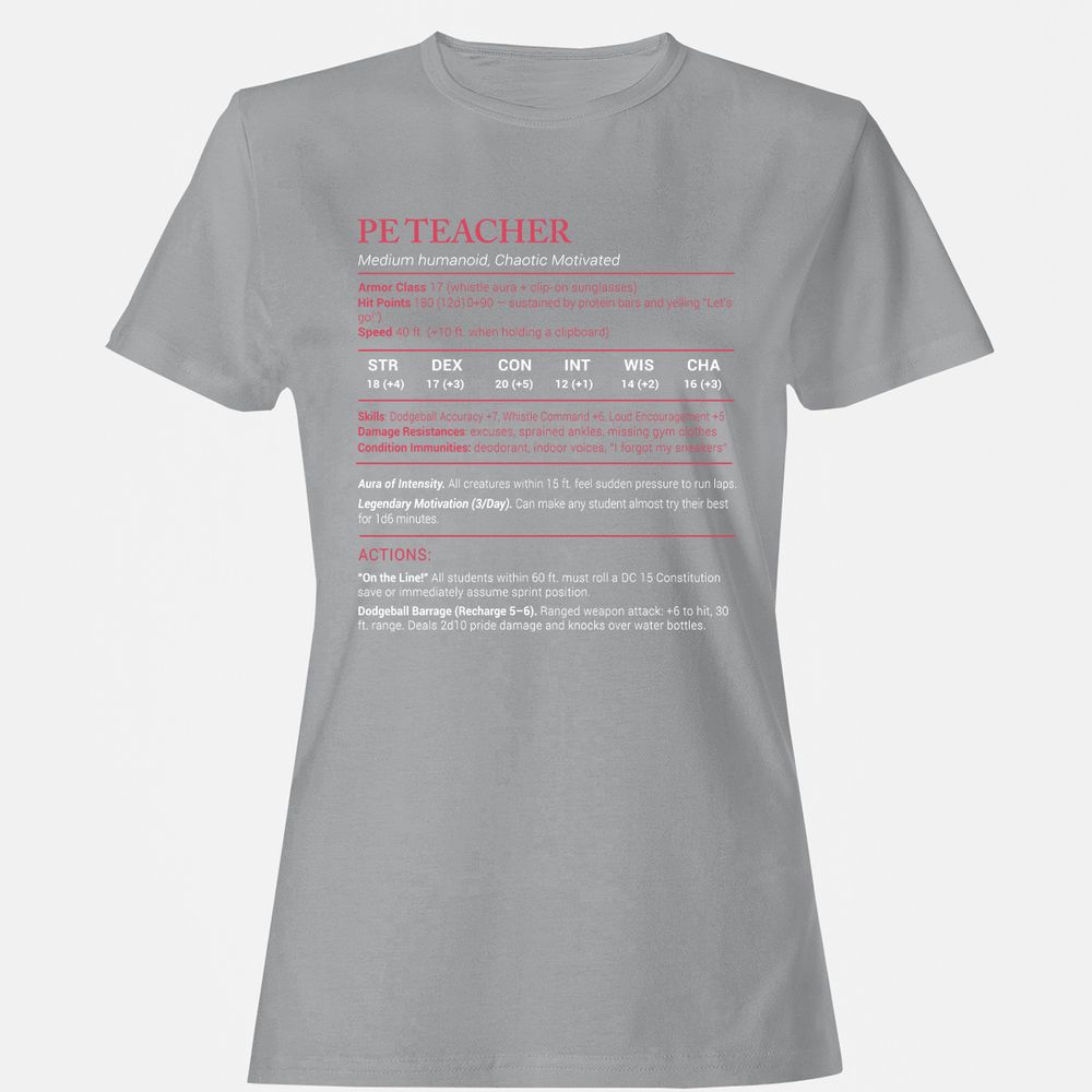 PE Teacher Stats Women's T-Shirt - Sport Grey - 15