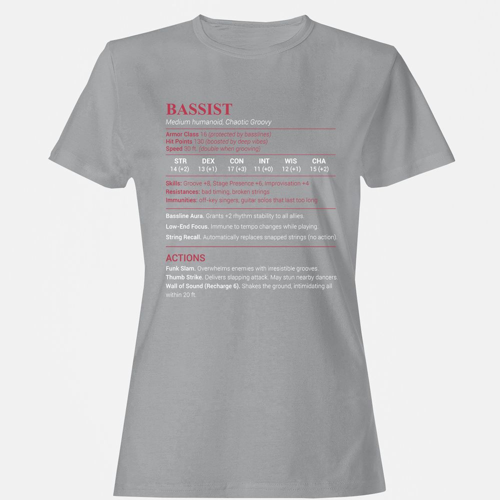 Bassist Stats Women's T-Shirt - Sport Grey - 15