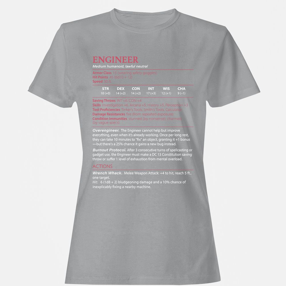 Engineer Stats Women's T-Shirt - Sport Grey - 15