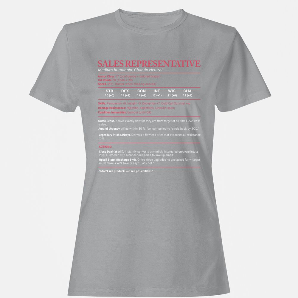 Sales Presentative Stats Women's T-Shirt - Sport Grey - 15