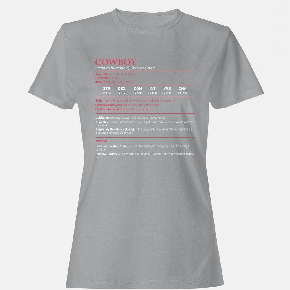 Cowboy Stats Women's T-Shirt - Sport Grey - 15
