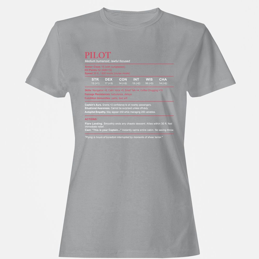Pilot Stats Women's T-Shirt - Sport Grey - 15