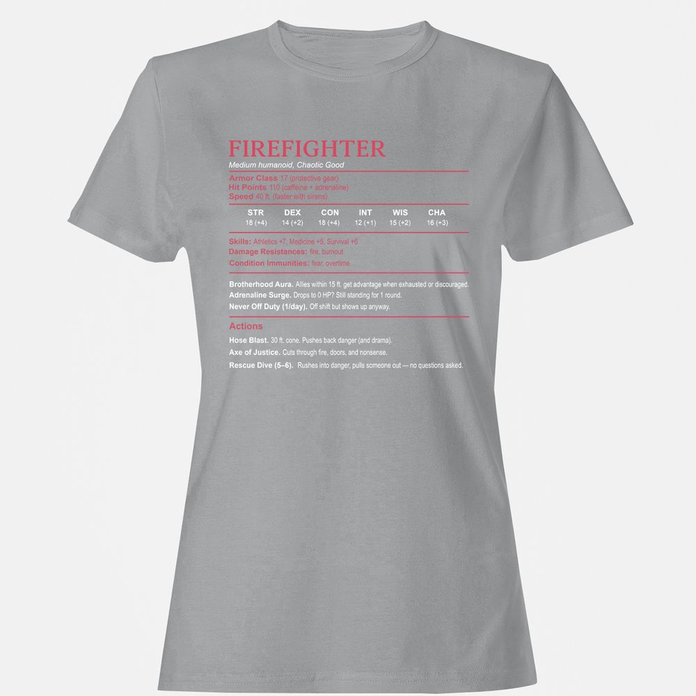 Firefighter Stats Women's T-Shirt - Sport Grey - 15