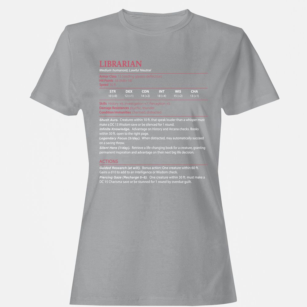 Librarian Stats Women's T-Shirt - Sport Grey - 15