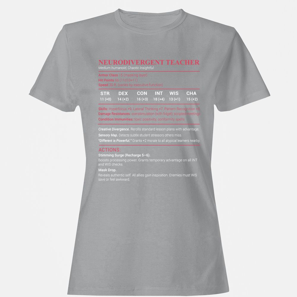 Neurodivergent Teacher Stats Women's T-Shirt - Sport Grey - 15