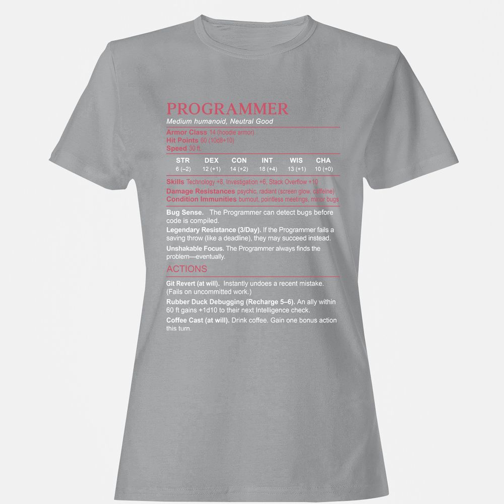 Programmer Stats Women's T-Shirt - Sport Grey - 15