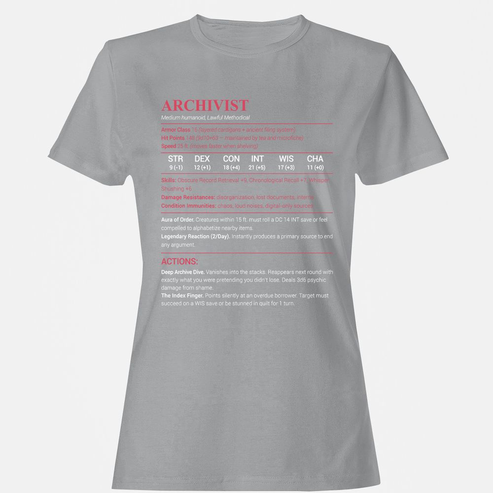 Archivist Stats Women's T-Shirt - Sport Grey - 15