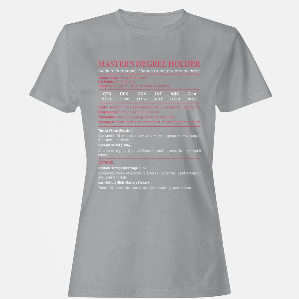 Master Degree's Holder Stats Women's T-Shirt - Sport Grey - 15