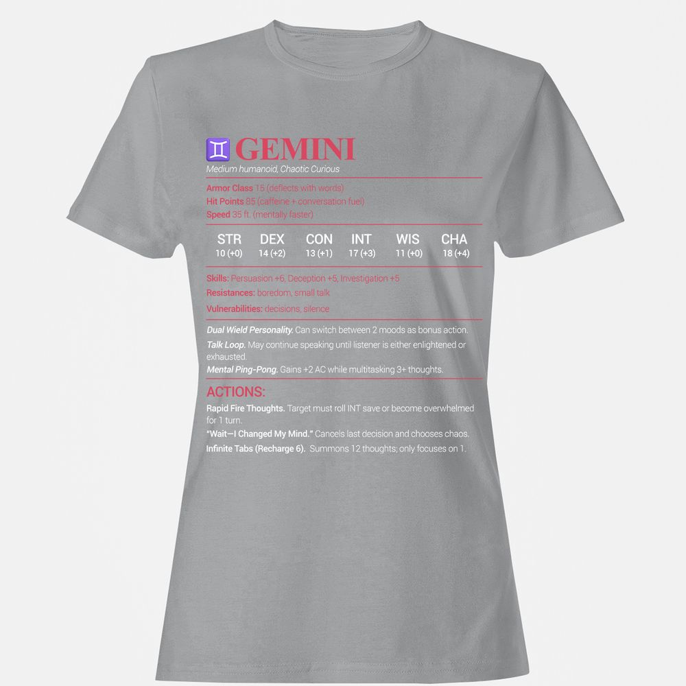 Gemini Stats Women's T-Shirt - Sport Grey - 15