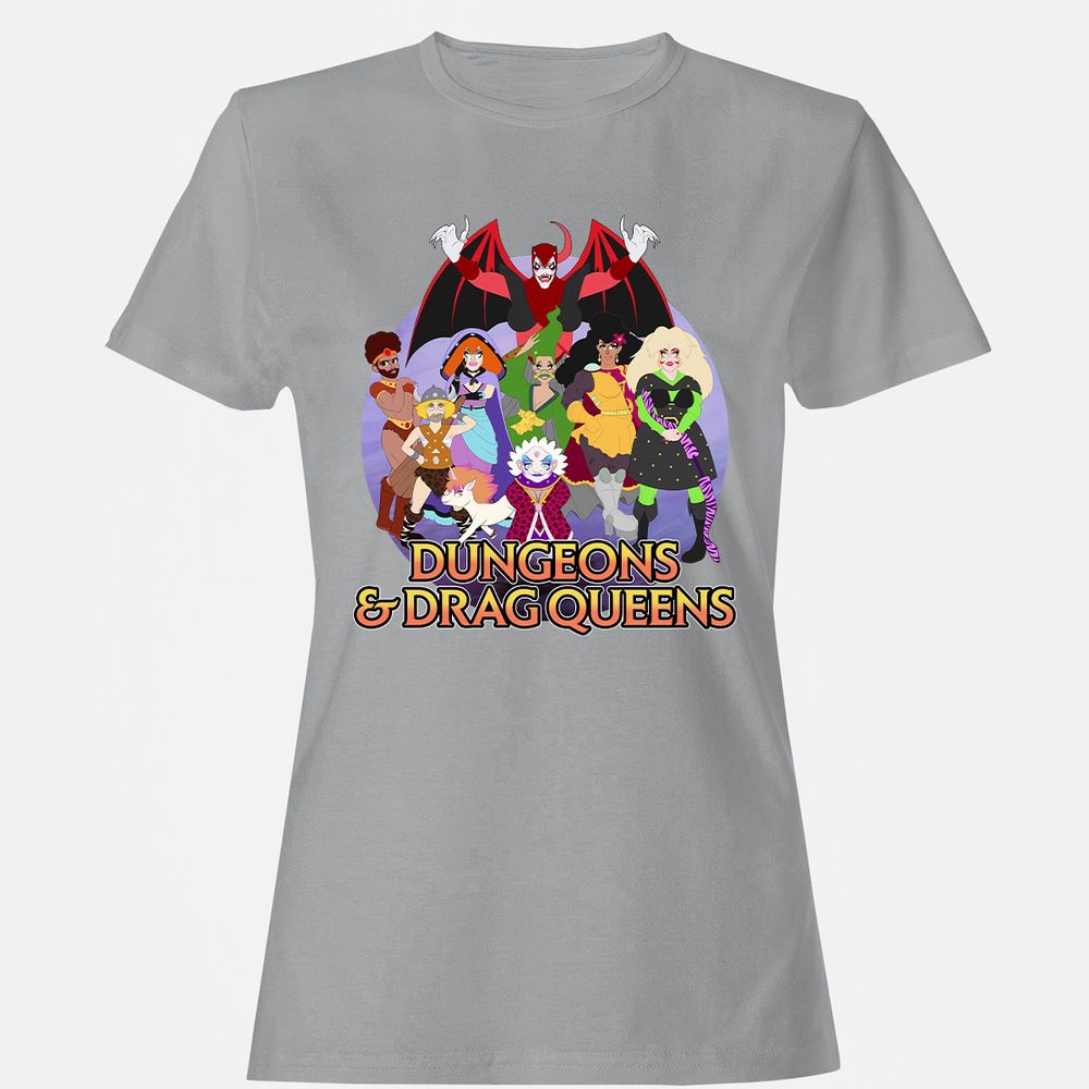 Dungeons n Drag Queens Cartoon Women's T-Shirt - Sport Grey - 15