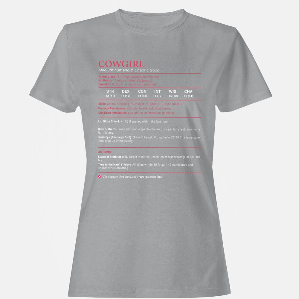 Cowgirl Stats Women's T-Shirt - Sport Grey - 15