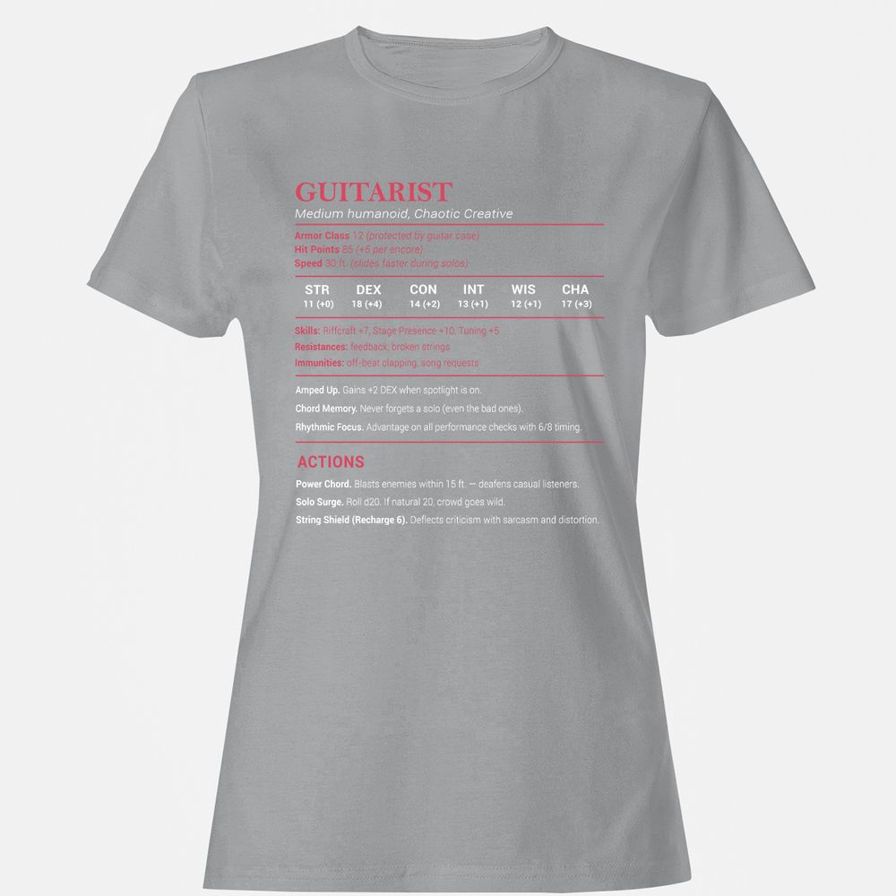 Guitarist Stats Women's T-Shirt - Sport Grey - 15