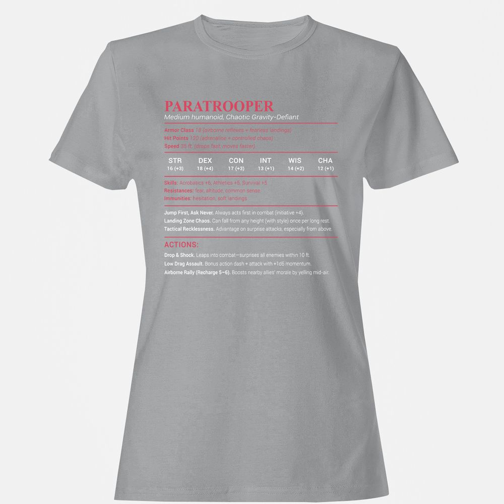 Paratrooper Stats Women's T-Shirt - Sport Grey - 15