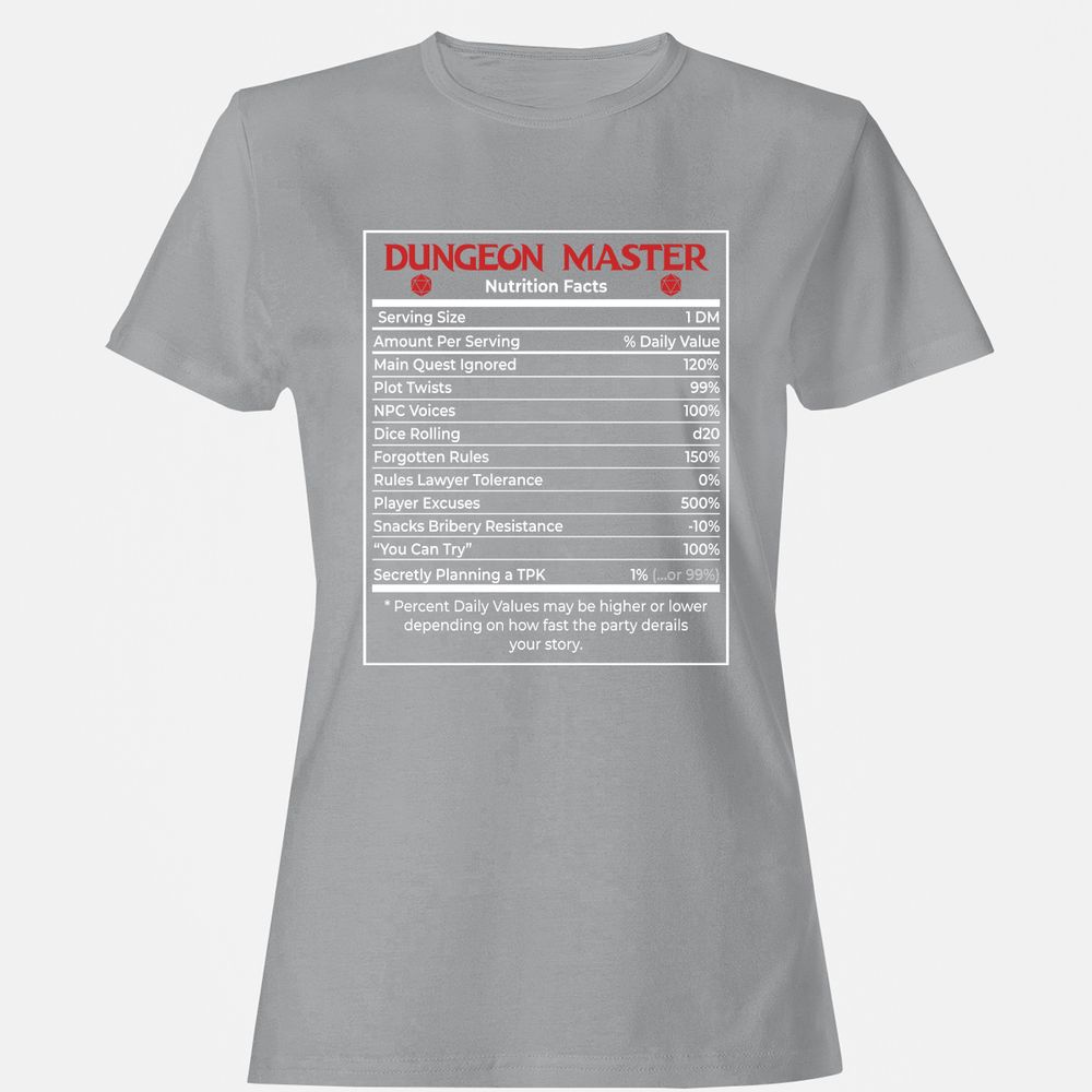 Dungeon Master Nutrition Facts Women's T-Shirt - Sport Grey - 15