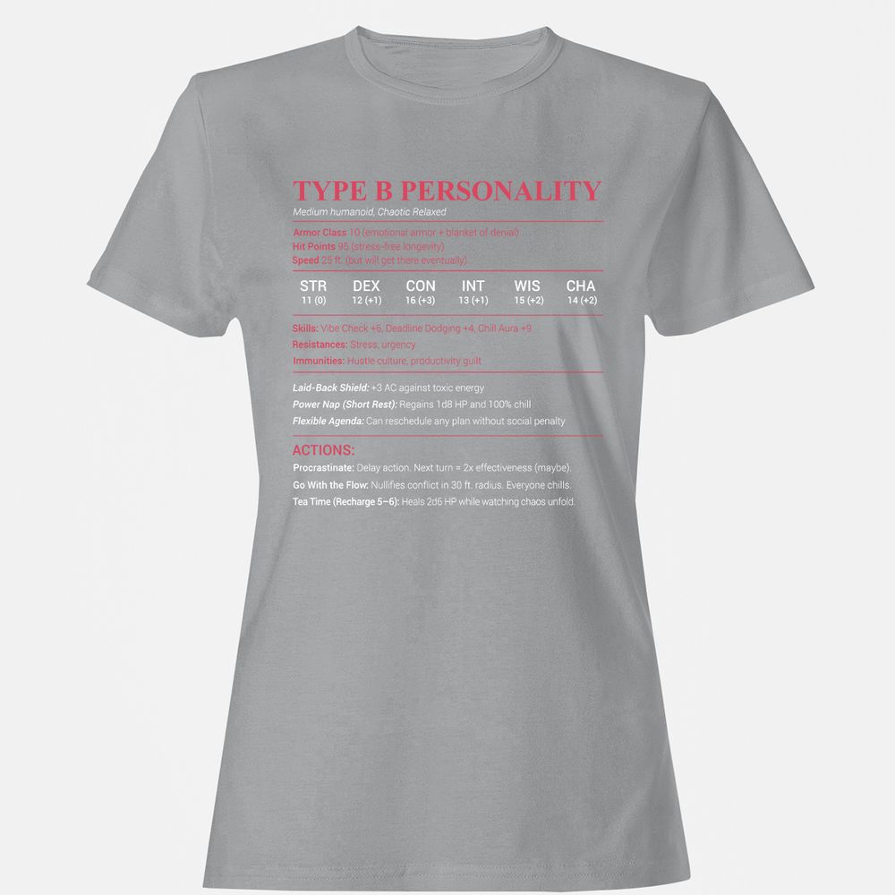 Type B Stats Women's T-Shirt - Sport Grey - 15