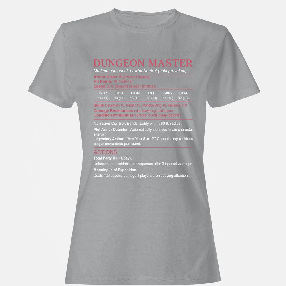 Dungeon Master Stats Women's T-Shirt - Sport Grey - 15