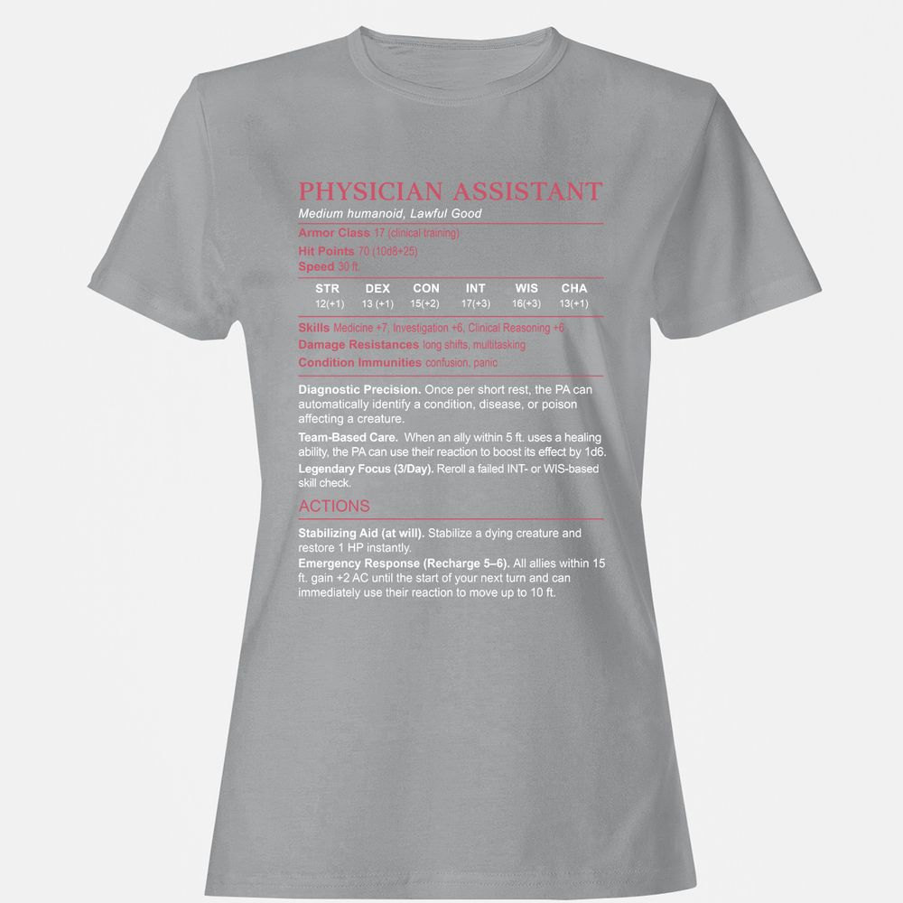 PHYSICIAN ASSISTANT Stats Women's T-Shirt - Sport Grey - 15