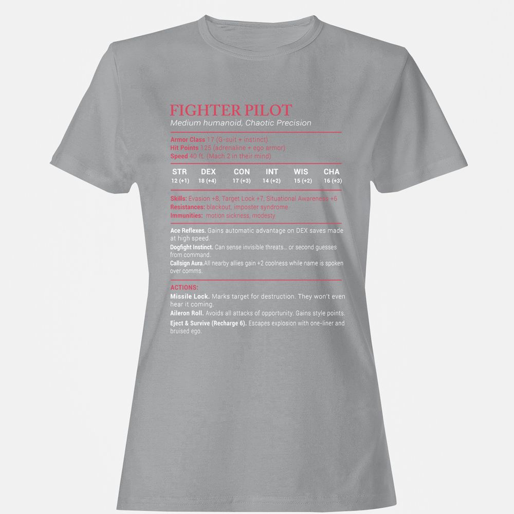 Fighter Pilot Stats Women's T-Shirt - Sport Grey - 15