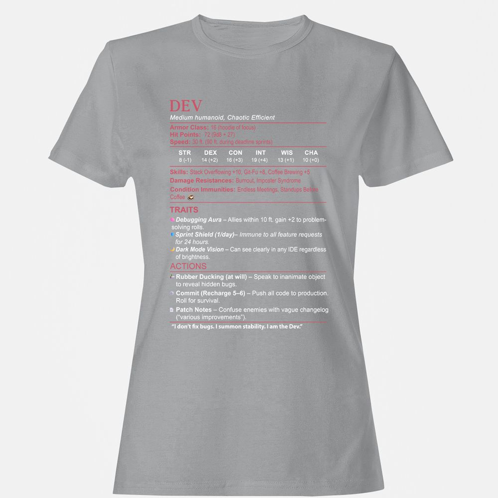 DEV Stats Women's T-Shirt - Sport Grey - 15
