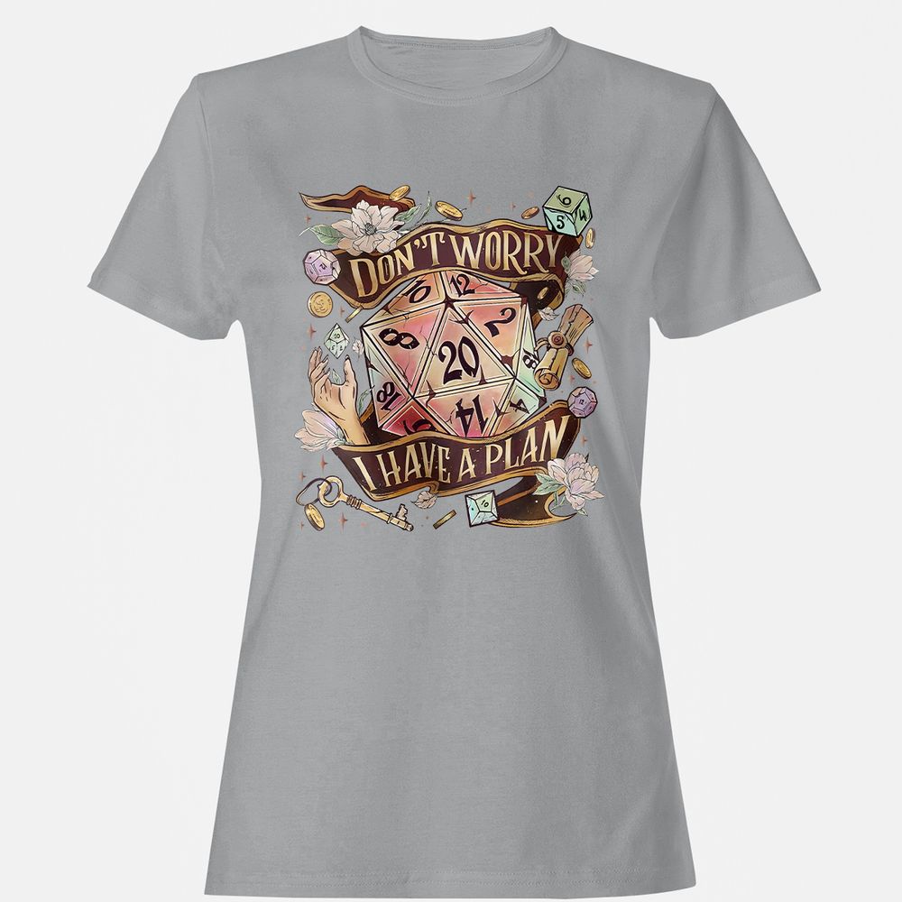 Floral Don't Worry I Have A Plan Women's T-Shirt - Sport Grey - 15