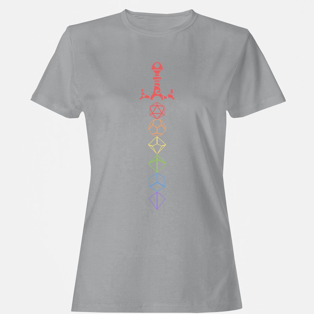 Rainbow Dice Sword LGBT Women's T-Shirt - Sport Grey - 15