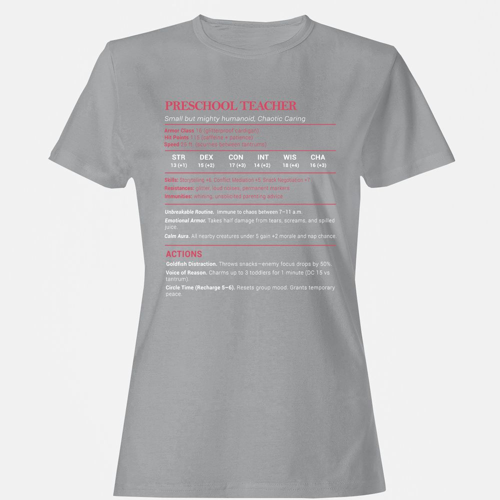 Preschool Teacher Stats Women's T-Shirt - Sport Grey - 15