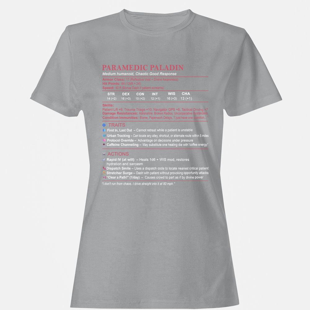 Paramedic Stats Women's T-Shirt - Sport Grey - 15