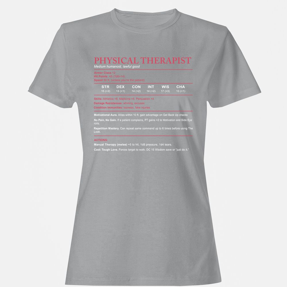 Physical Therapist Stats Women's T-Shirt - Sport Grey - 15