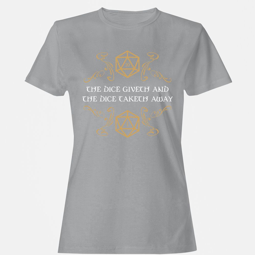 The Dice Giveth and Taketh Away Natural 20 and Critical Fail Women's T-Shirt - Sport Grey - 15