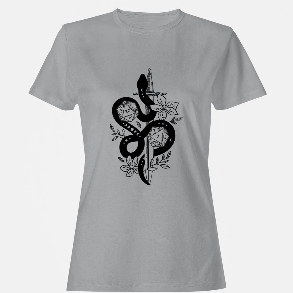 D20 Snake and Sword Women's T-Shirt - Sport Grey - 15