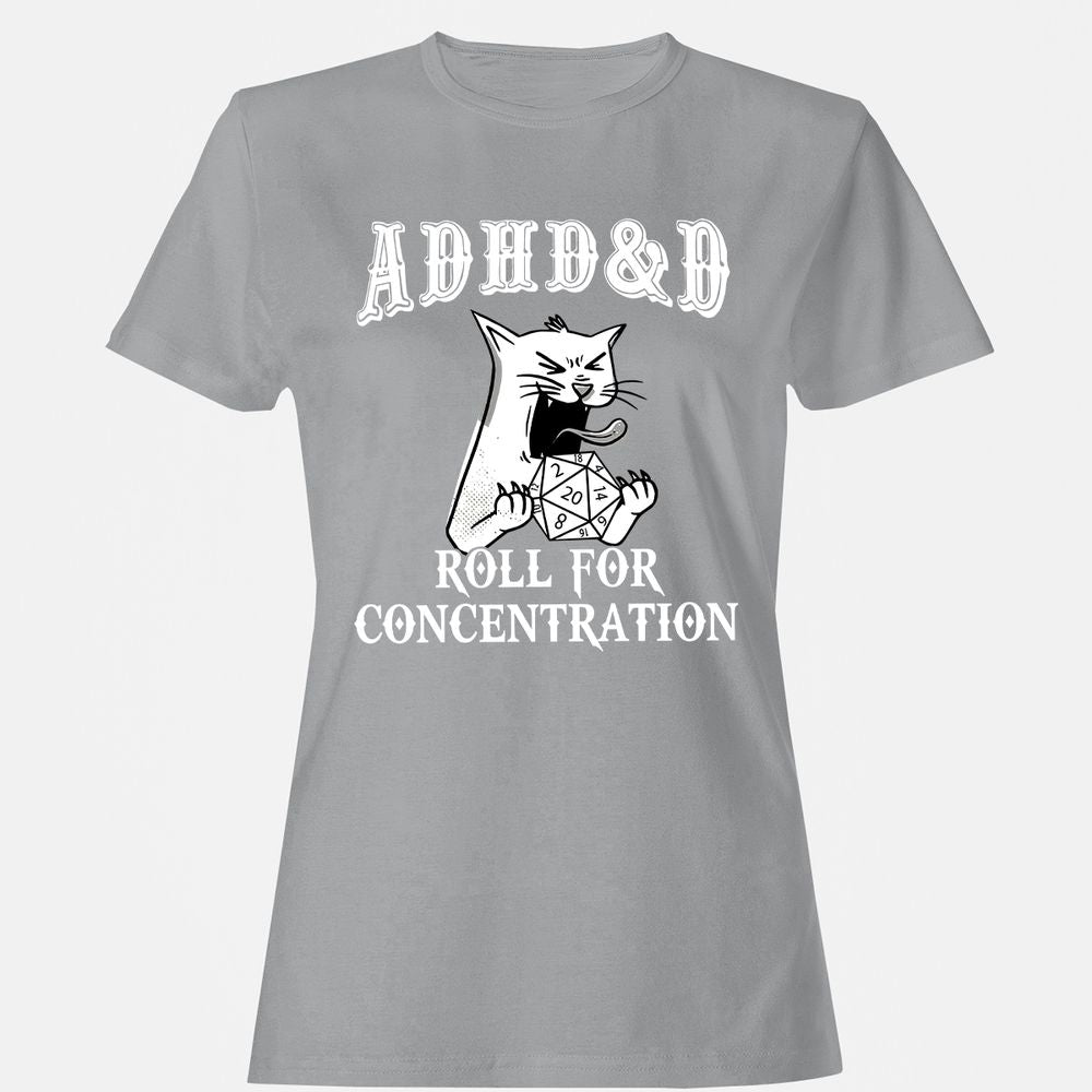 Cat ADHD&D Roll For Concentration Women's T-Shirt - Sport Grey - 15