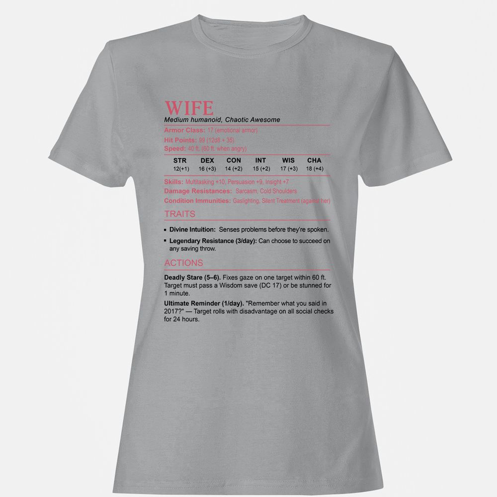 Wife Stats 2 Women's T-Shirt - Sport Grey - 15