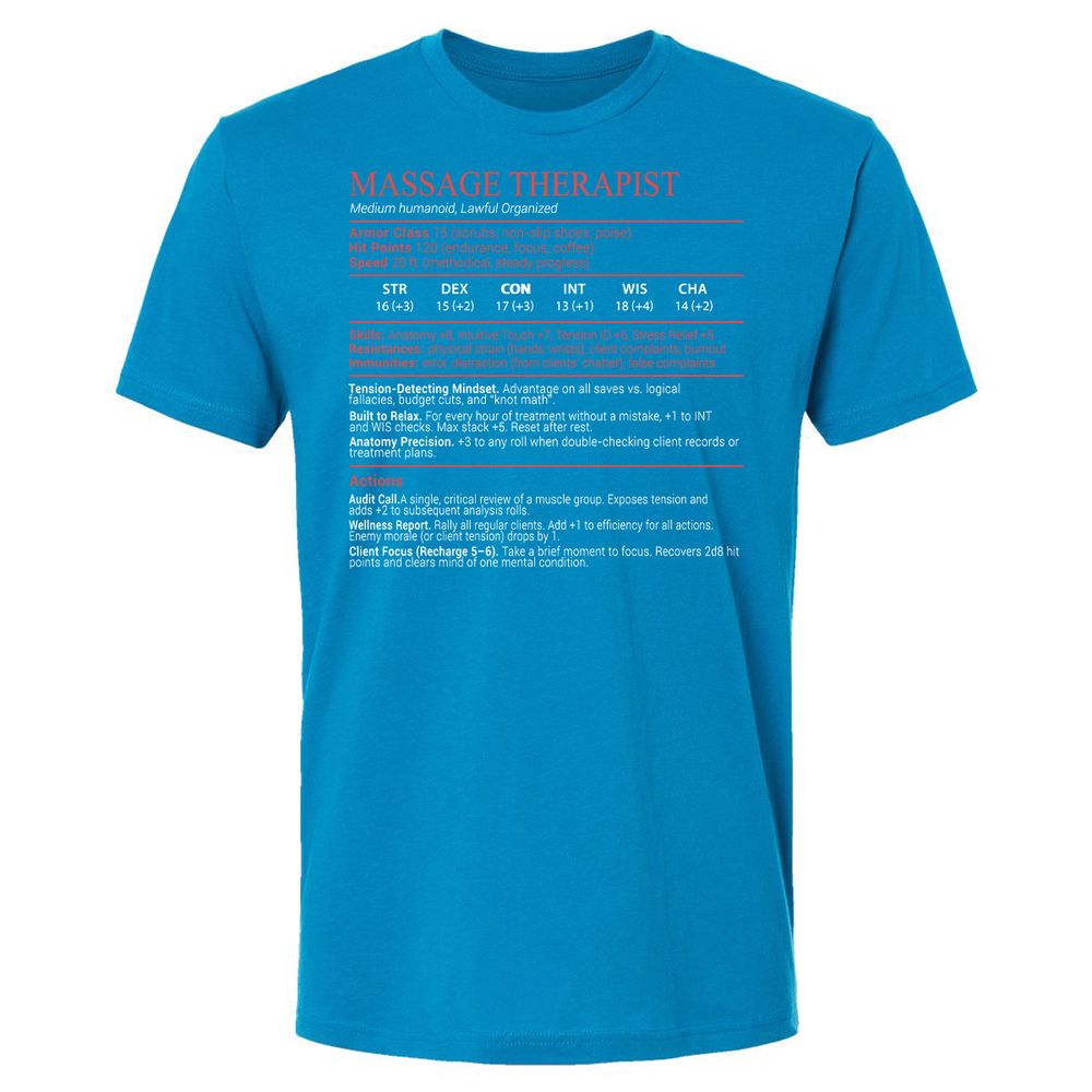 Massage Therapist Stats Block - Turquoise - 15