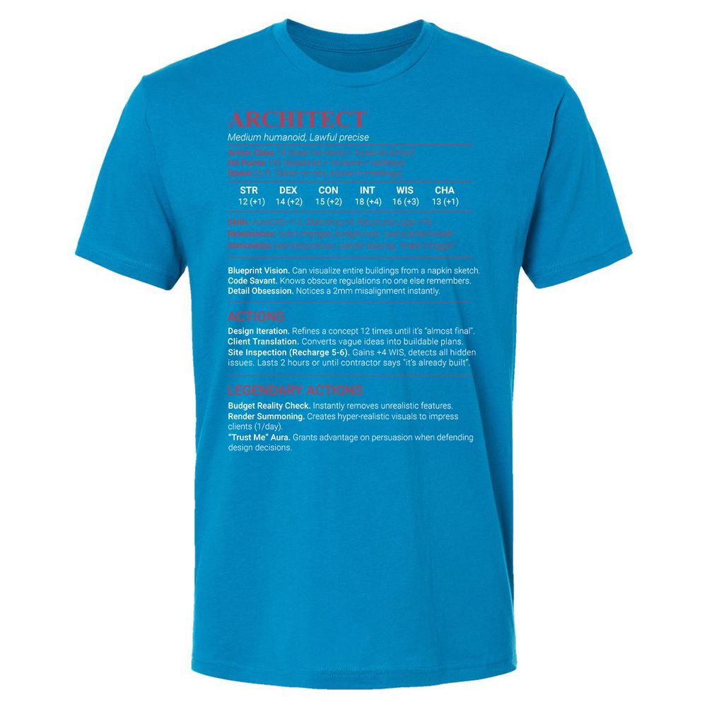 Architect Stats Premium Unisex T-Shirt - Turquoise - 15