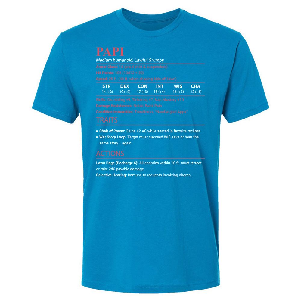 Papi Stats Premium Unisex T-Shirt - Turquoise - 15