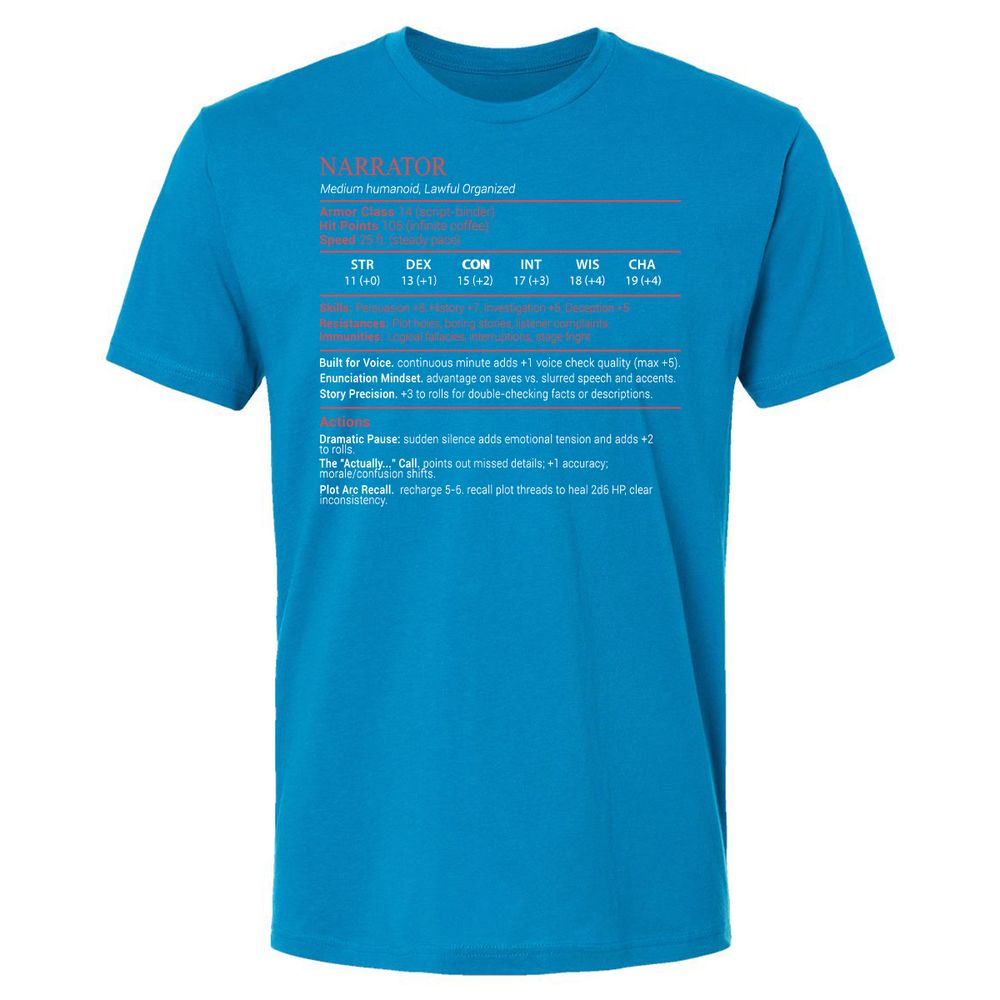 Narrator Stats Block - Turquoise - 15