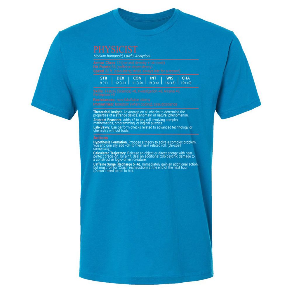 Physicist Stats Block - Turquoise - 15