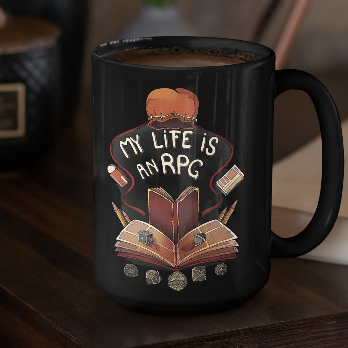 My Life is A RPG Black Ceramic Mug