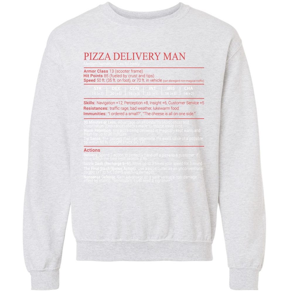 Pizza Delivery Man Stats Block - Ash - 16
