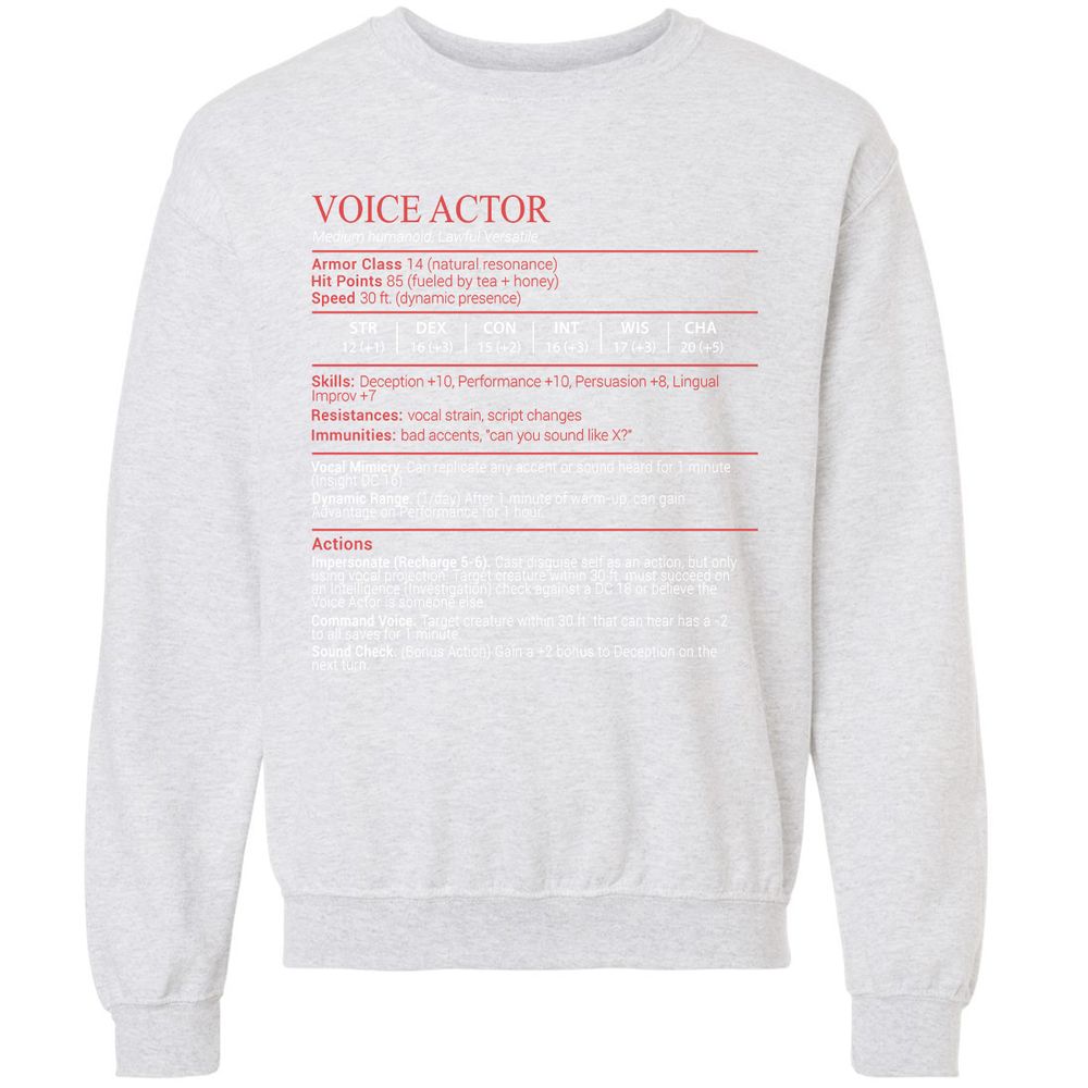 Voice Actor Stats Block - Ash - 16