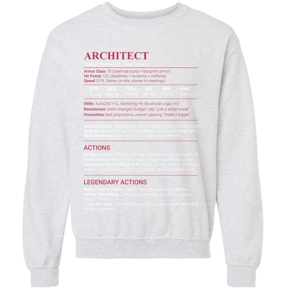 Architect Stats Classic Unisex Sweatshirt - Ash - 16